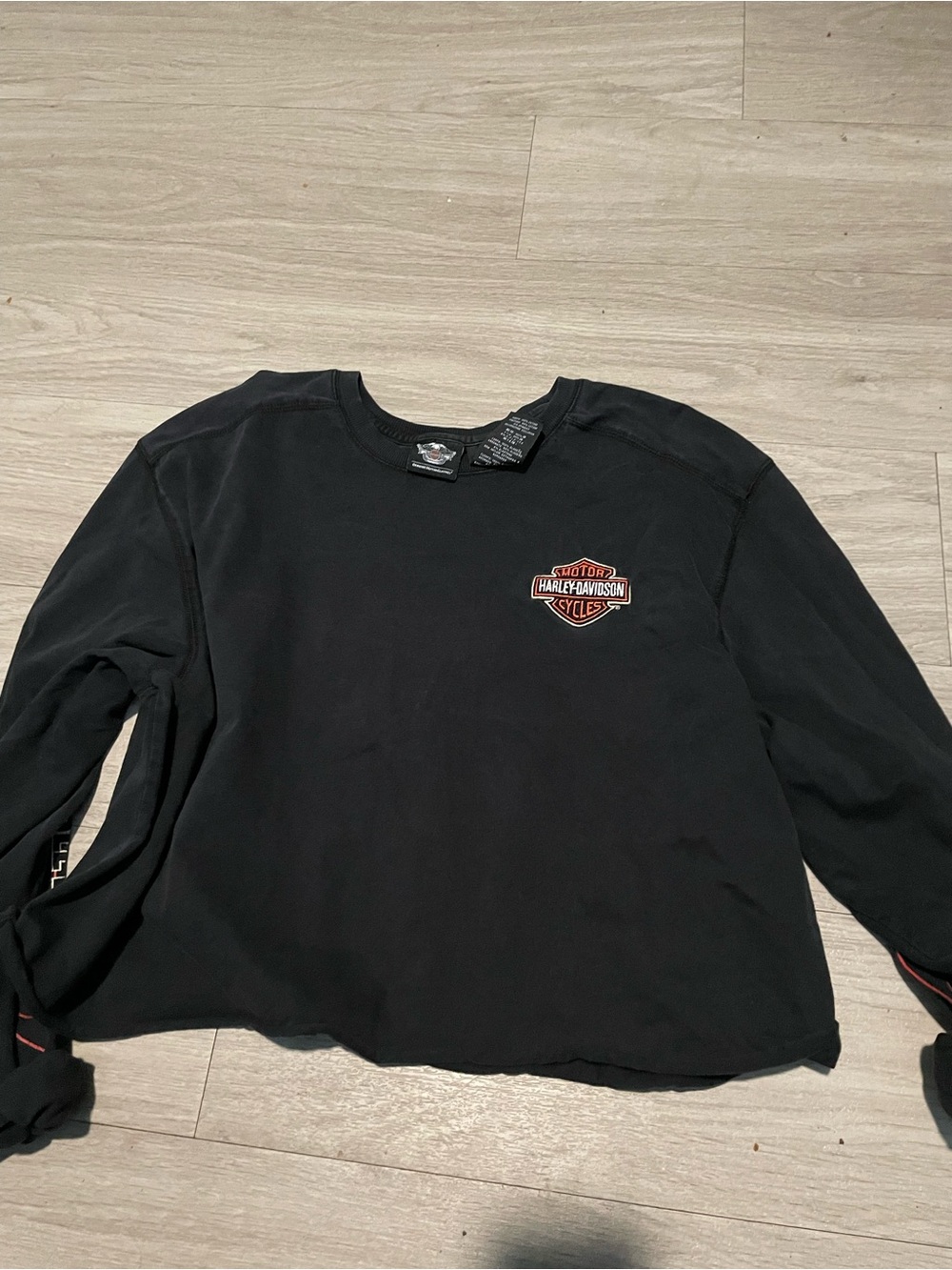Harley-Davidson Black Long Sleeve Tee with Small Orange Logo
